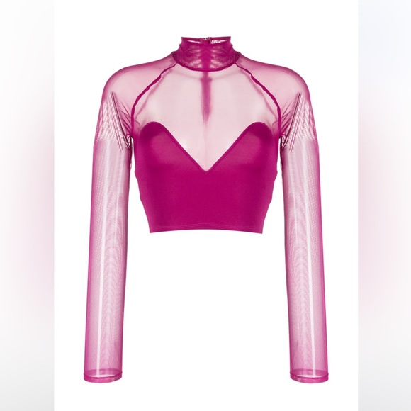 Fleur du Mal Tops - NWOT Fleur du Mal Fuchsia Sheer Crop Top